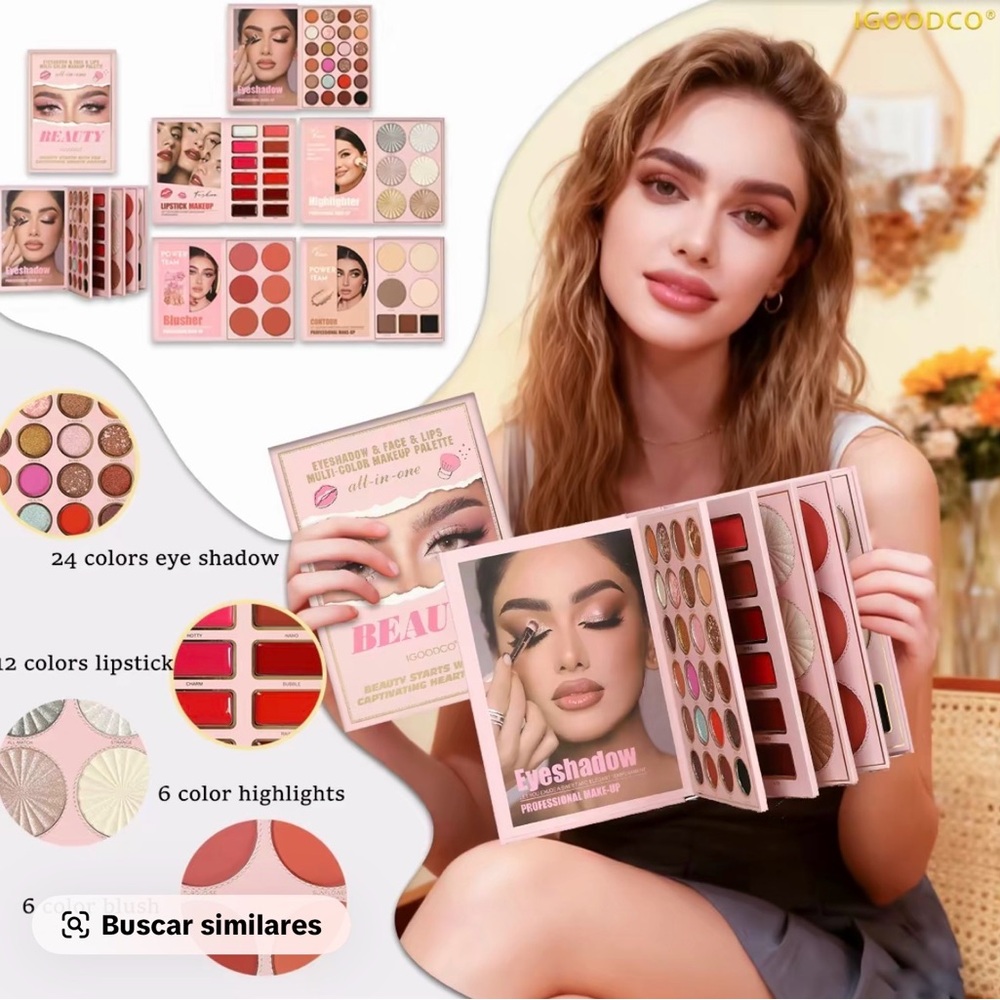 Eyeshadow Palette - 24 Shades of Pink, Gold, and Brown